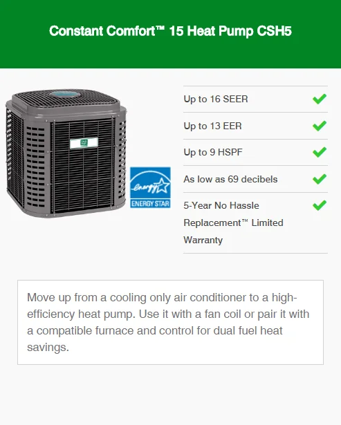constant comfort 15 heat pump csh5