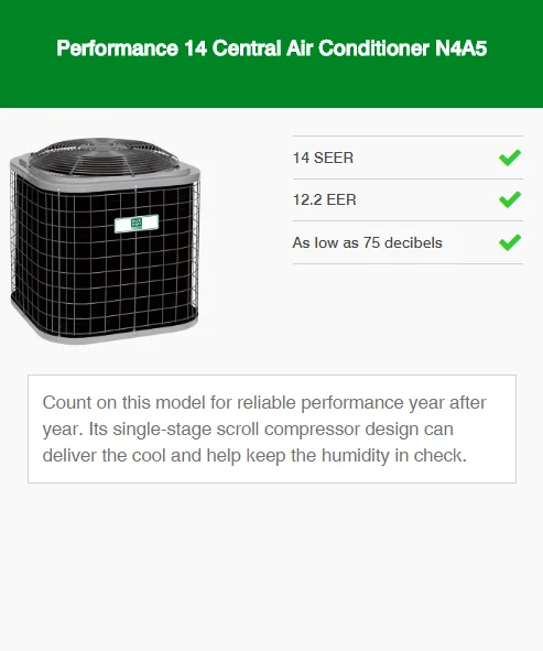performance 14 central air conditioner n4a5